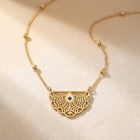 Elegant Rose Flower Gold Pendant Necklace