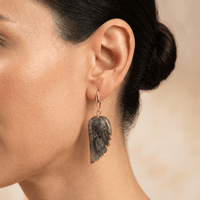 Natural Labradorite Gold Angel Wing Earrings
