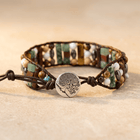 Natural Stone Leather Wrap Tree Bracelet