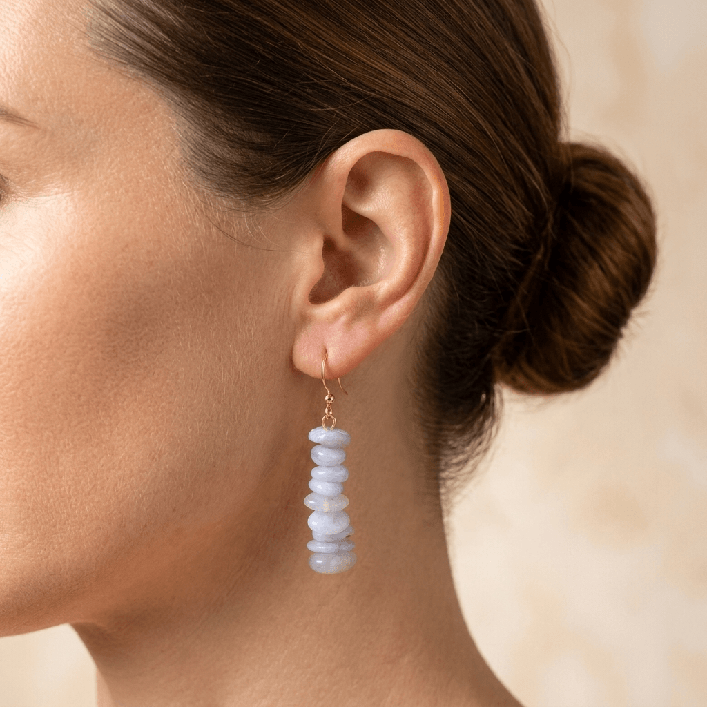 Purple Agate Gold Stack Drop Earrings