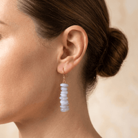 Purple Agate Gold Stack Drop Earrings