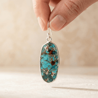 Turquoise Copper Vein Oval Drop Earrings