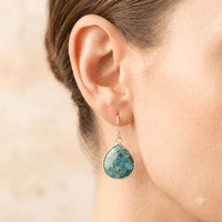 Turquoise Jasper Silver Teardrop Earrings