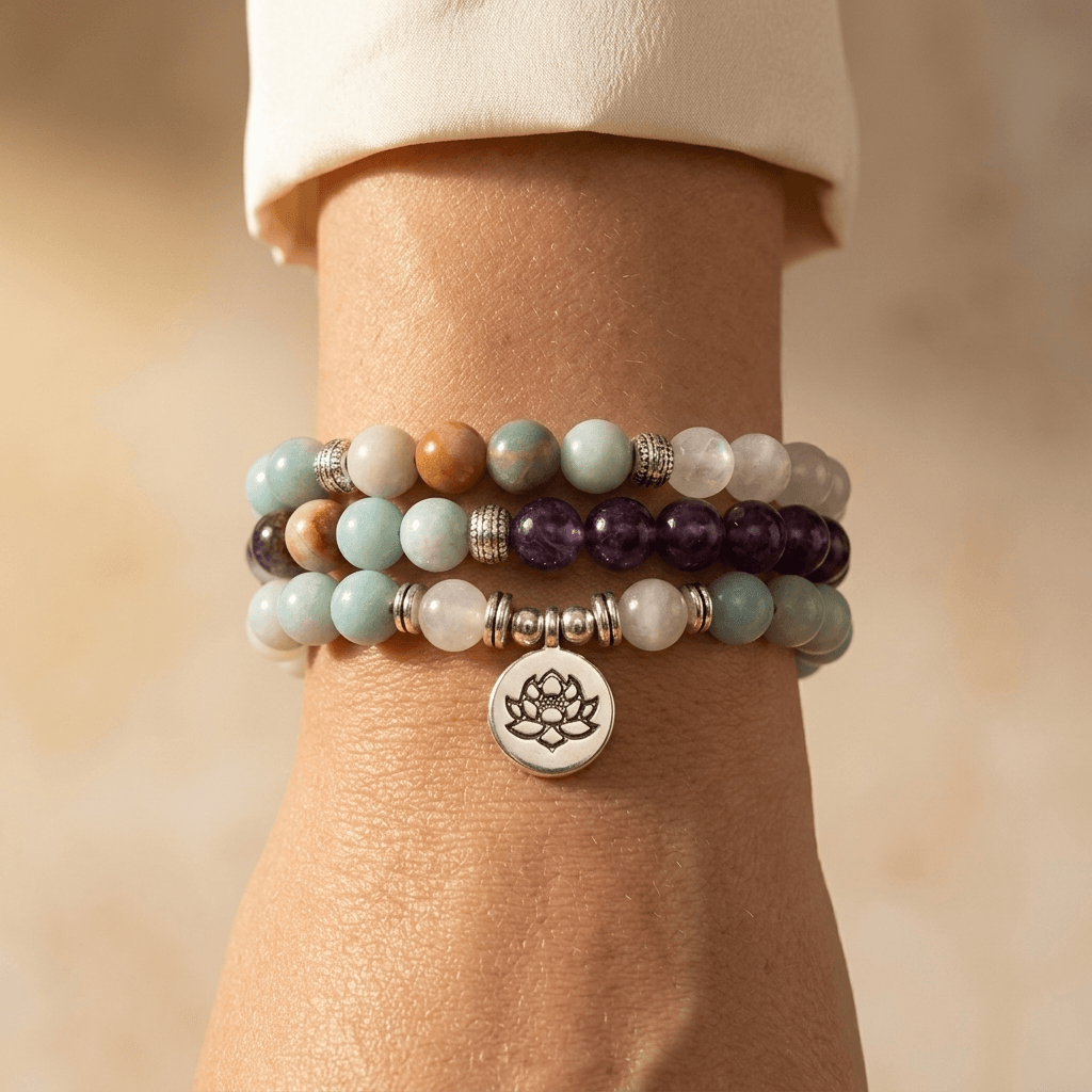 Healing Crystal Gemstone Beaded Mala Bracelet