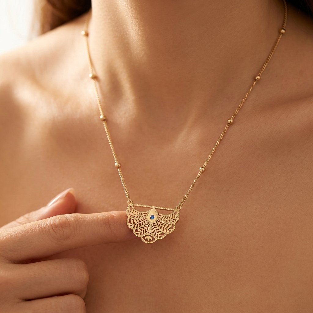 Elegant Rose Flower Gold Pendant Necklace