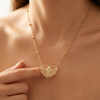 Elegant Rose Flower Gold Pendant Necklace