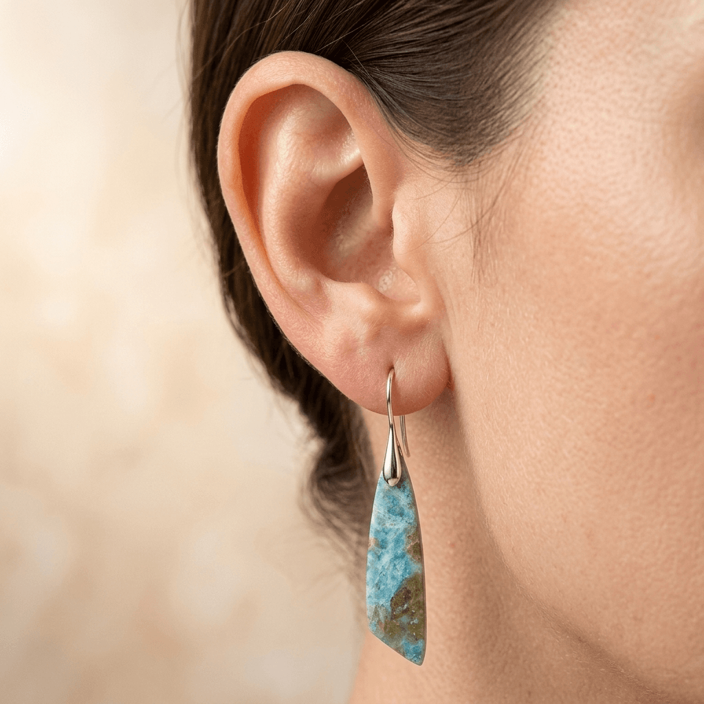 Natural Amazonite Silver Teardrop Earrings