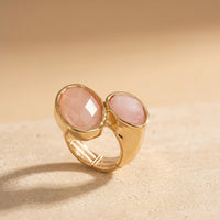 Gold Rose Quartz Double Oval Ring