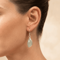 Natural Amazonite Silver Teardrop Drop Earrings