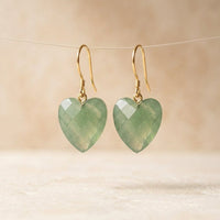 Boho Green Aventurine Heart Earrings