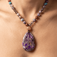 Purple Jasper Natural Stone Teardrop Necklace