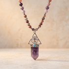 Amethyst Jasper Tree Of Life Bead Necklace