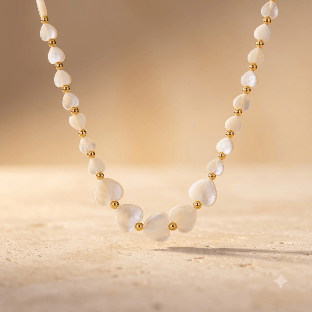 Natural Seashell Gold Bead Necklace