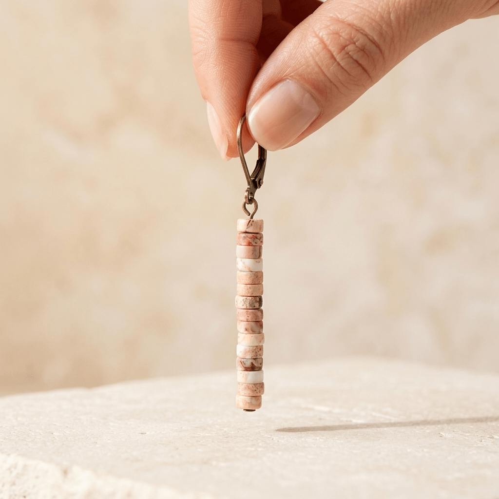 Natural Jasper Stacked Tube Dangle Earrings