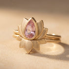 Gold Pink Tourmaline Lotus Flower Ring