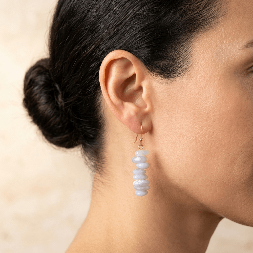 Purple Agate Gold Stack Drop Earrings