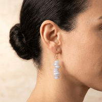 Purple Agate Gold Stack Drop Earrings