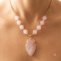 Rose Quartz Gold Arrow Pendant Necklace