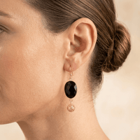 Black Onyx Gold Filigree Ball Drop Earrings