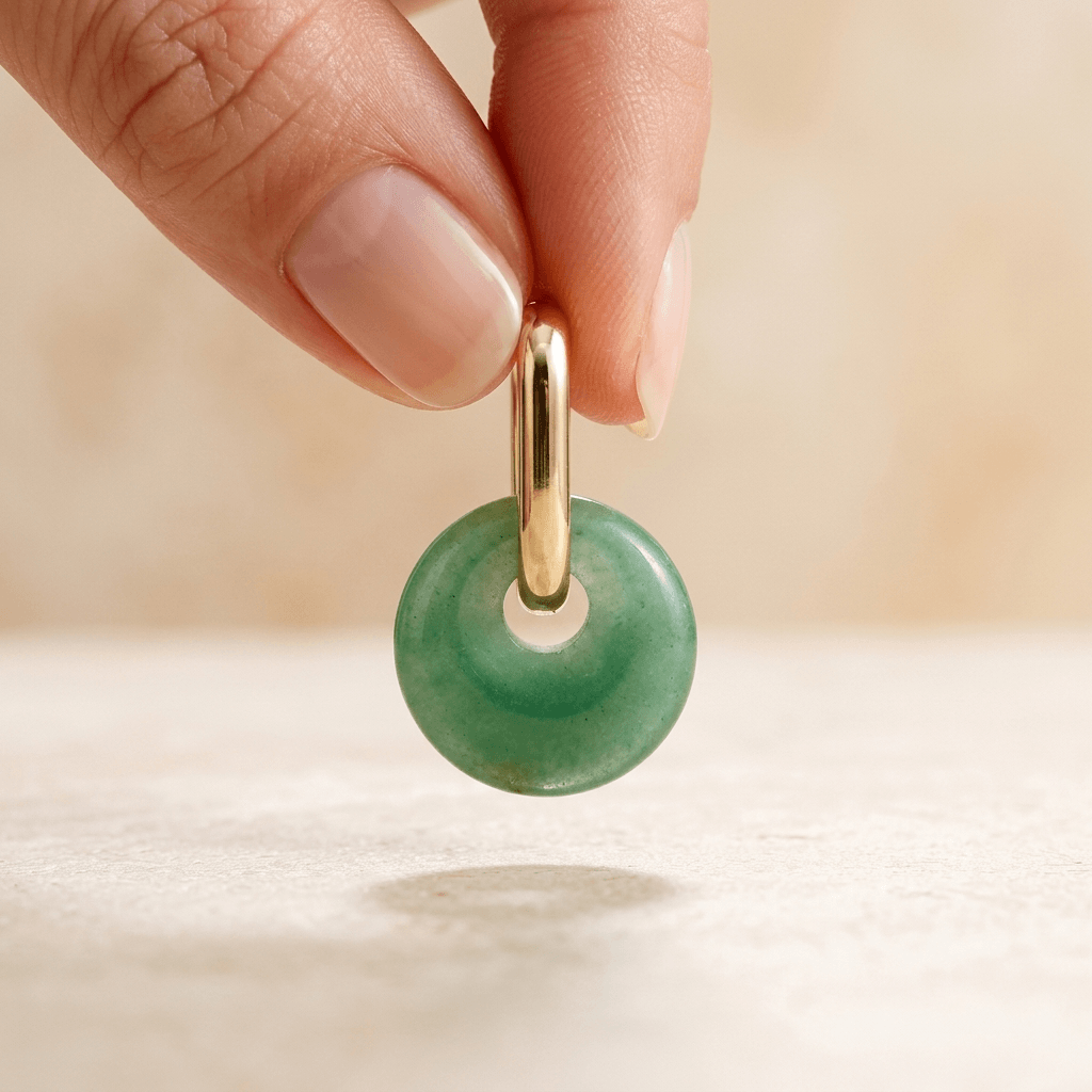 Green Aventurine Gold Hoop Earrings