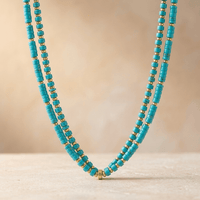 Turquoise Howlite Gold Beaded Layered Necklace
