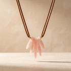 Boho Rose Quartz Spike Leather Necklace