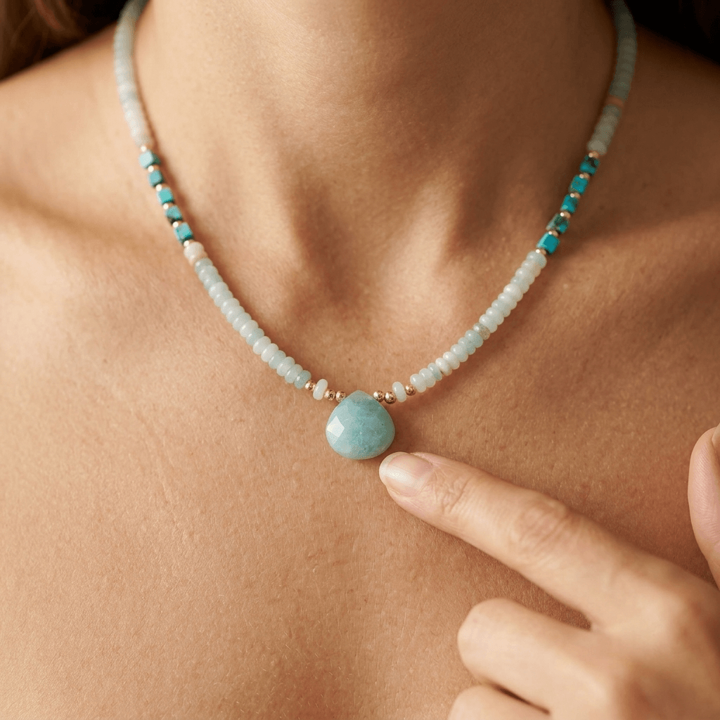 Amazonite Turquoise Gold Bead Necklace