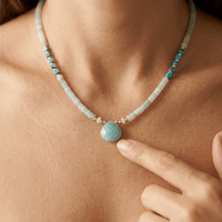 Amazonite Turquoise Gold Bead Necklace