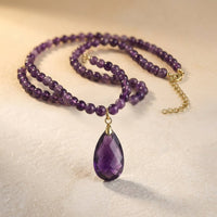 Boho Gold Amethyst Teardrop Necklace