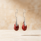 Red Jasper Teardrop Silver Hook Earrings