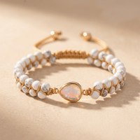 White Howlite Gold Opal Beaded Bracelet
