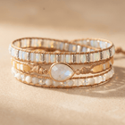 Moonstone Gold Oval Wrap Bracelet