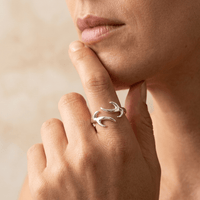 Sterling Silver Leaf Wrap Statement Ring