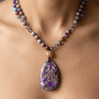 Purple Jasper Natural Stone Teardrop Necklace