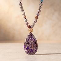 Purple Jasper Natural Stone Teardrop Necklace