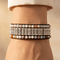 Natural Amazonite Tibetan Silver Bead Wrap Bracelet