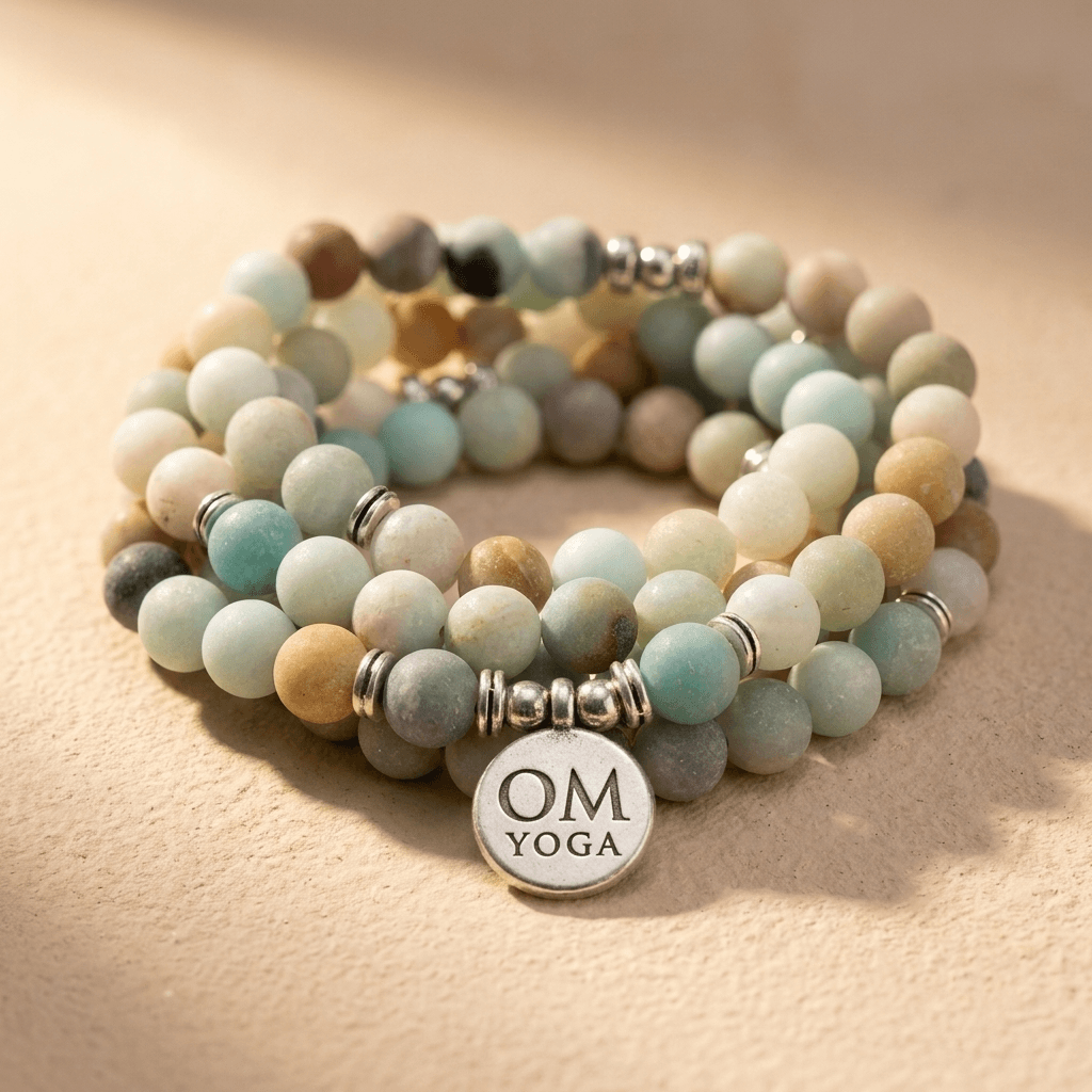 Natural Amazonite Matte Stone Yoga Bracelet