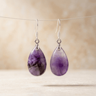 Natural Amethyst Silver Teardrop Drop Earrings