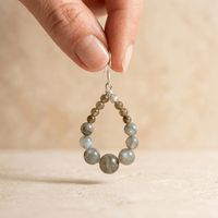 Natural Labradorite Beaded Drop Earrings
