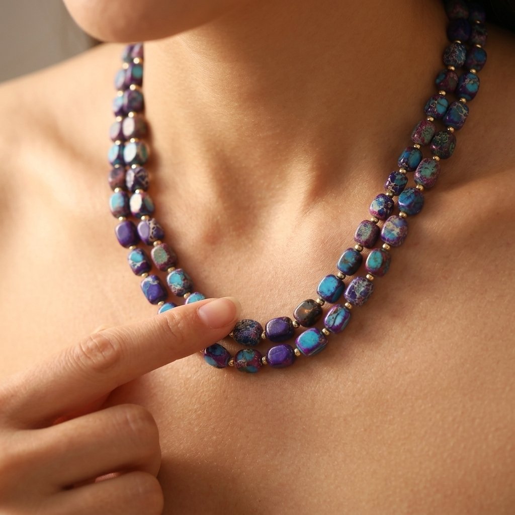 Bohemian Purple Turquoise Cushion Bead Necklace