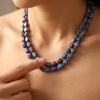 Bohemian Purple Turquoise Cushion Bead Necklace