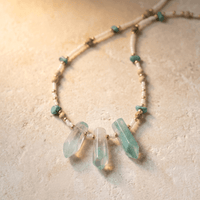 Turquoise Green Crystal Beaded Pendant Necklace