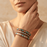 Natural Jade Beads Leather Wrap Bracelet