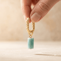 Asymmetrical Amazonite Gold Hoop Earrings