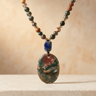 Natural Gemstone Beaded Pendant Necklace