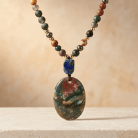 Natural Gemstone Beaded Pendant Necklace