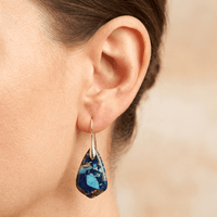 Blue Mosaic Jasper Sterling Silver Teardrop Earrings
