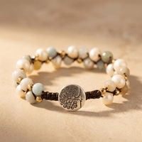 Natural Pearl Amazonite Silver Tree Bracelet