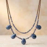 Natural Sodalite Teardrop Beaded Necklace