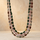 Multi Gemstone Barrel Beads Gold Layered Necklace